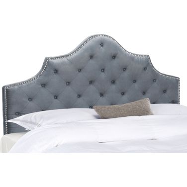 Arebelle Grey Tufted Twin Headboard with Silver Nailhead Detail