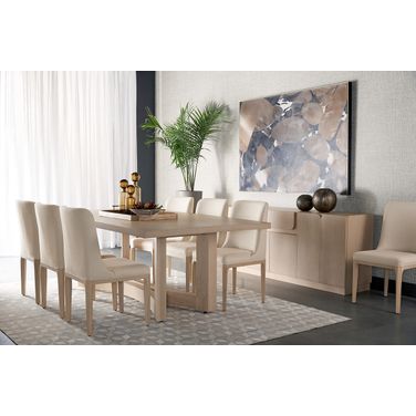 Arezza 90.5 Inch Arezza Dining Room Set In Light Wash and Brown