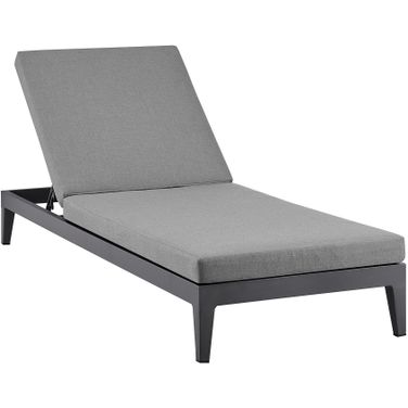 Argiope Outdoor Patio Adjustable Chaise Lounge Chair In Aluminum with Gray Cushions