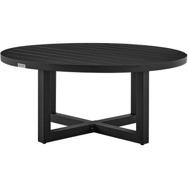 Argiope Outdoor Patio Round Coffee Table In Black Aluminum