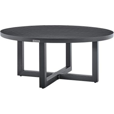Argiope Outdoor Patio Round Coffee Table In Grey Aluminum