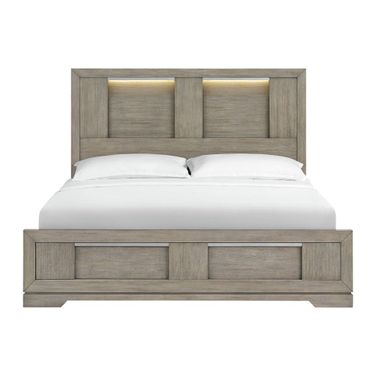 Argo King Panel Bed with LED In Grey
