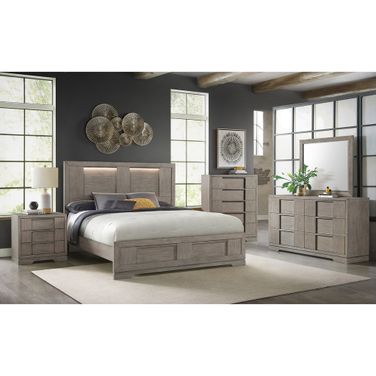 Argo Panel Bedroom Set with LED In Grey