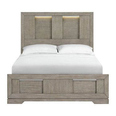 Argo Queen Panel Bed with LED In Grey