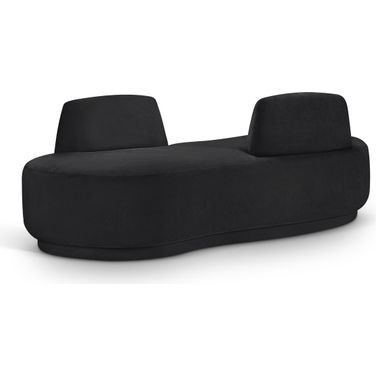 Argyle Chenille Fabric Chaise/Loveseat In Black