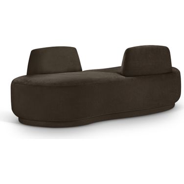Argyle Chenille Fabric Chaise/Loveseat In Brown