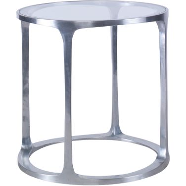Aria Metal Chairside Table In Polished Aluminum