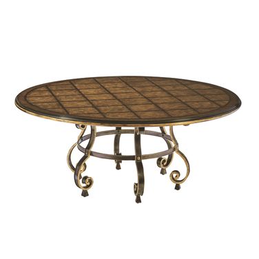 Aria Round Dining Table In Brown and Aged Gold
