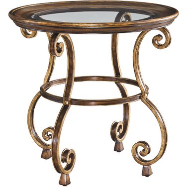 Aria Round End Table In Rubber Wood and Linen