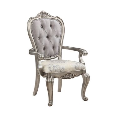 Ariadne Arm Chair Set of 2 In Velvet and Antique Platinum