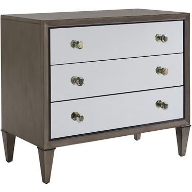 Ariana Divonne 3 Mirrored Nightstand In Platinum