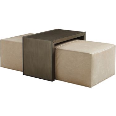 Ariana Savona Leather Cocktail Ottoman With Slide