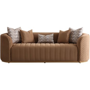 Ariana Velvet Sofa In Caramel and Gold