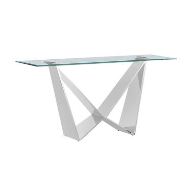 Arie Console Table In 10mm Clear Tempered Glass and Stainless Steel