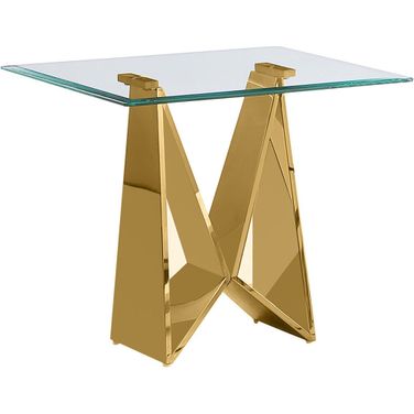 Arie End Table In 10mm Clear Tempered Glass and Gold Stainless Steel