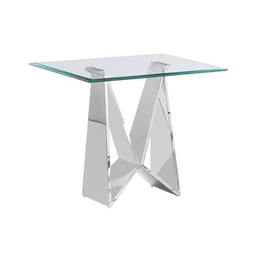 Arie End Table In 10mm Clear Tempered Glass and Stainless Steel