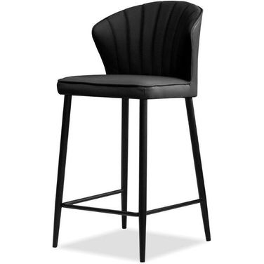 Ariel Black Leather And Black Legs Counter Stool