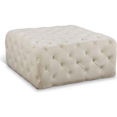 Ariel Velvet Ottoman/Bench In Cream