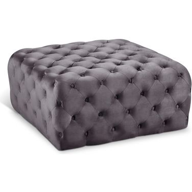 Ariel Velvet Ottoman/Bench In Grey