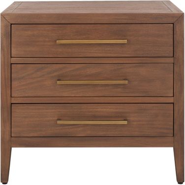 Ariella 3 Drawer Wood Nightstand In Brown