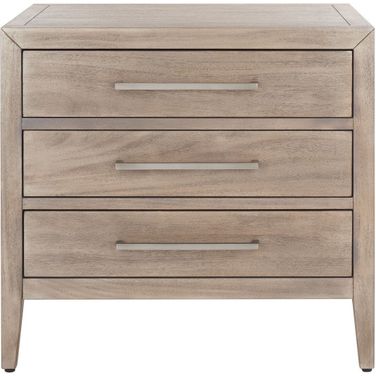 Ariella 3 Drawer Wood Nightstand In Light Brown