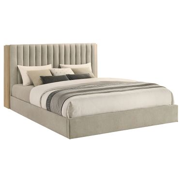 Arielle Eastern King Bookcase Panel Storage Bed In Light Oak