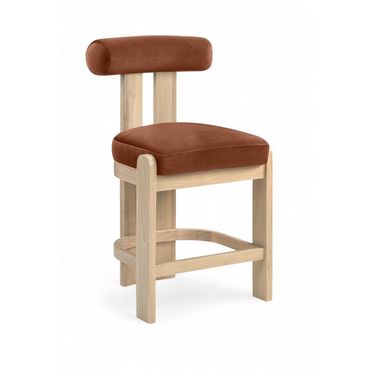 Arienzo Velvet Performance Fabric Upholstered Counter Stool Set of 2 In Cognac
