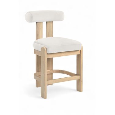 Arienzo Velvet Performance Fabric Upholstered Counter Stool Set of 2 In Cream