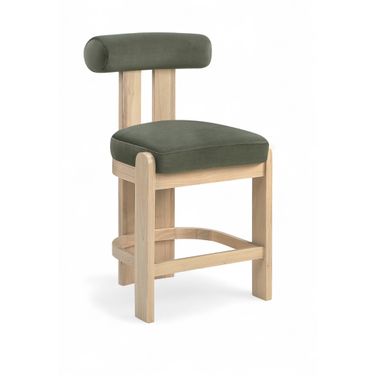 Arienzo Velvet Performance Fabric Upholstered Counter Stool Set of 2 In Green