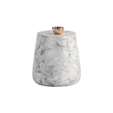 Aries Marble Look End Table In White