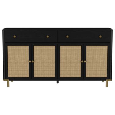 Arini 2-Drawer Cane Door Dining Sideboard Server In Black