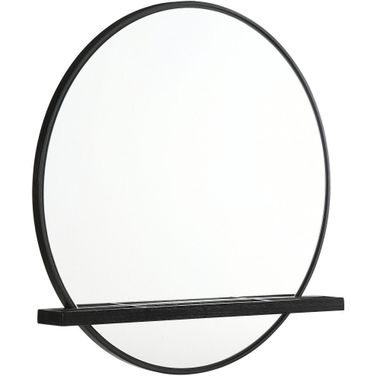 Arini Round Dresser Mirror with Shelf Black