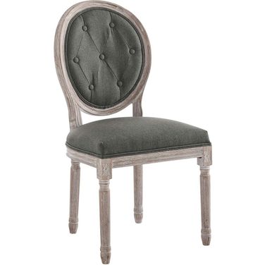 Arise Vintage French Upholstered Fabric Dining Side Chair In Natural/Gray