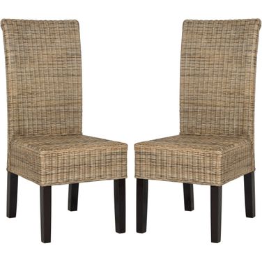 Arjun Gray Wicker Dining Chair Set of 2