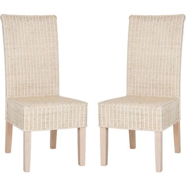 Arjun White Washed Wicker Dining Chair Set of 2