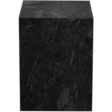 Ark Square Pedestal End Table In Genuine Black Marble
