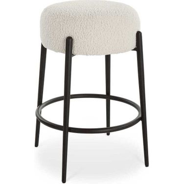Arles Plush Counter Stool In Black and White