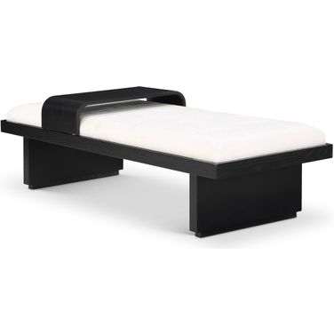 Arlington Chenille Fabric Bench In Cream and Black