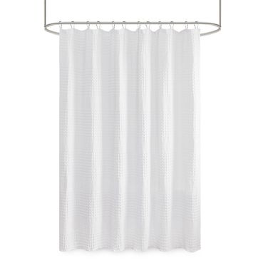 Arlo Super Waffle Textured Solid Shower Curtain In White
