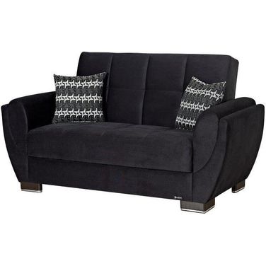 Armada Air Upholstered Convertible Loveseat with Storage In Black