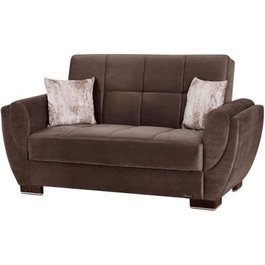 Armada Air Upholstered Convertible Loveseat with Storage In Dark Brown
