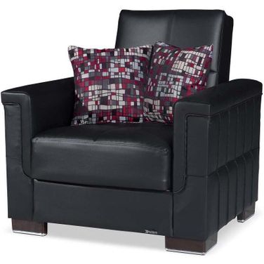 Armada Upholstered Convertible Armchair with Storage In Black ARM-AC-15-PU