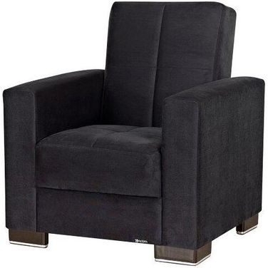 Armada Upholstered Convertible Armchair with Storage In Black ARM-AC-3