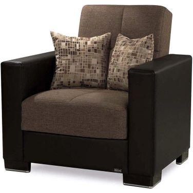 Armada Upholstered Convertible Armchair with Storage In Brown/Black