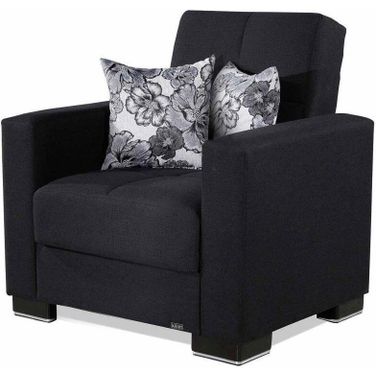 Armada Upholstered Convertible Armchair with Storage In Denim Blue