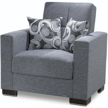 Armada Upholstered Convertible Armchair with Storage In Gray ARM-AC-13