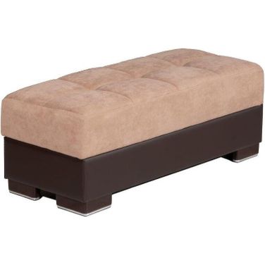 Armada Upholstered Ottoman with Storage In Tan And Brown