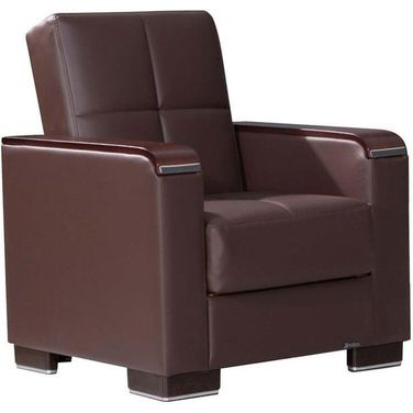Armada X Upholstered Convertible Wood Trimmed Armchair with Storage In Brown ARM-W-AC-316