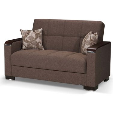 Armada X Upholstered Convertible Loveseat with Storage In Brown