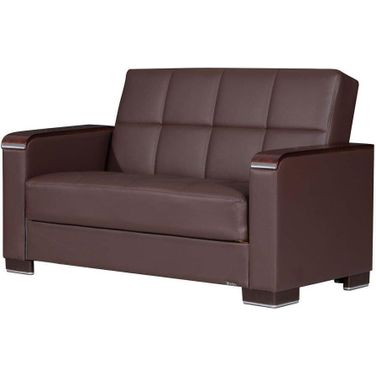 Armada X Upholstered Convertible Wood Trimmed Loveseat with Storage In Brown ARM-W-LS-316